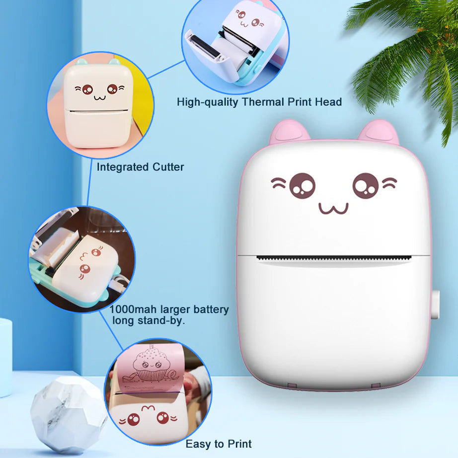 Portable Mini Bluetooth Thermal Printer – Wireless Inkless Pocket Printer for Notes, Labels & Photos KhaatMart