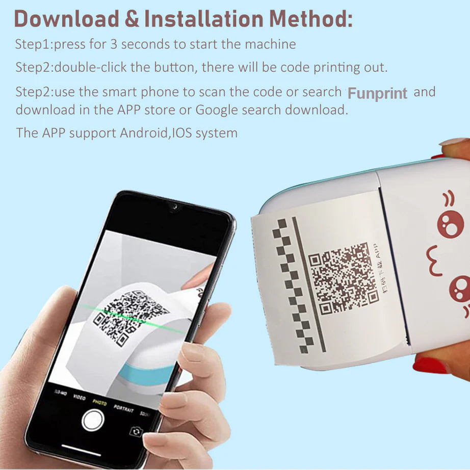 Portable Mini Bluetooth Thermal Printer – Wireless Inkless Pocket Printer for Notes, Labels & Photos KhaatMart