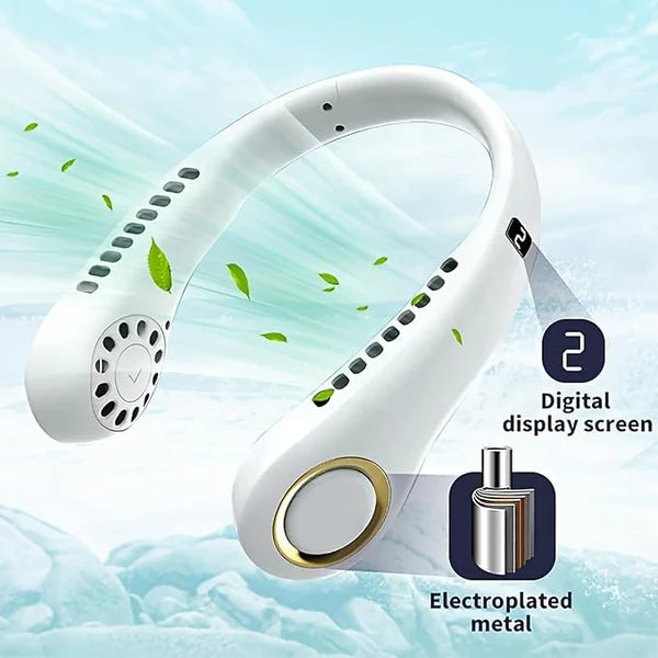 Portable Neck Fan – Rechargeable Hands-Free Bladeless Fan for Travel, Outdoor, and Summer Cooling KhaatMart