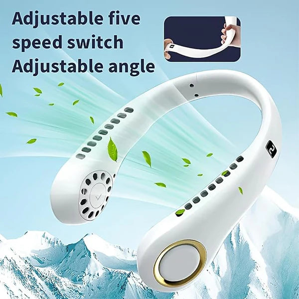 Portable Neck Fan – Rechargeable Hands-Free Bladeless Fan for Travel, Outdoor, and Summer Cooling KhaatMart