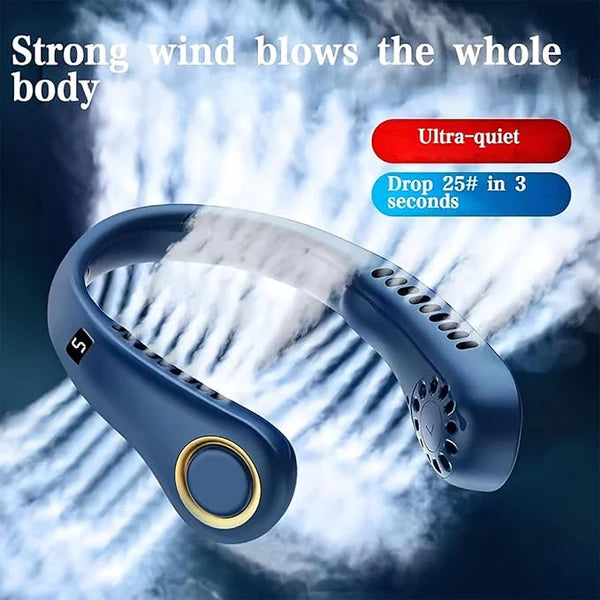 Portable Neck Fan – Rechargeable Hands-Free Bladeless Fan for Travel, Outdoor, and Summer Cooling KhaatMart