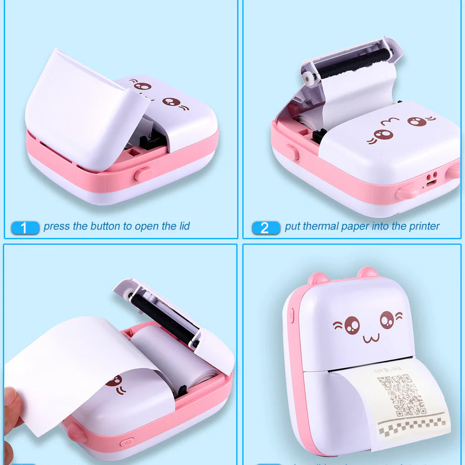 Portable Mini Bluetooth Thermal Printer – Wireless Inkless Pocket Printer for Notes, Labels & Photos KhaatMart