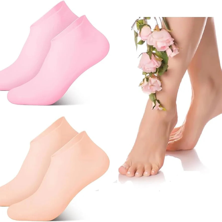 (Buy 1 Pair Get 1 Pair Free) Silicone Moisturizing Socks for Foot Care – Soft Heels & Cracked Skin Repair