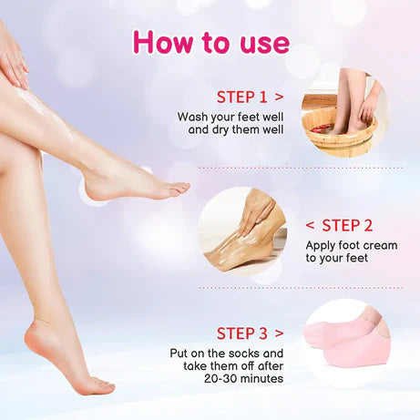 (Buy 1 Pair Get 1 Pair Free) Silicone Moisturizing Socks for Foot Care – Soft Heels & Cracked Skin Repair