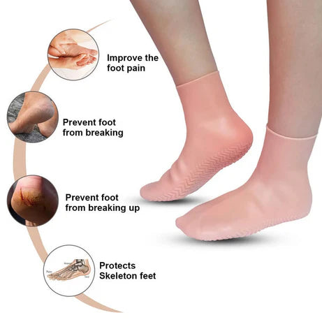 (Buy 1 Pair Get 1 Pair Free) Silicone Moisturizing Socks for Foot Care – Soft Heels & Cracked Skin Repair