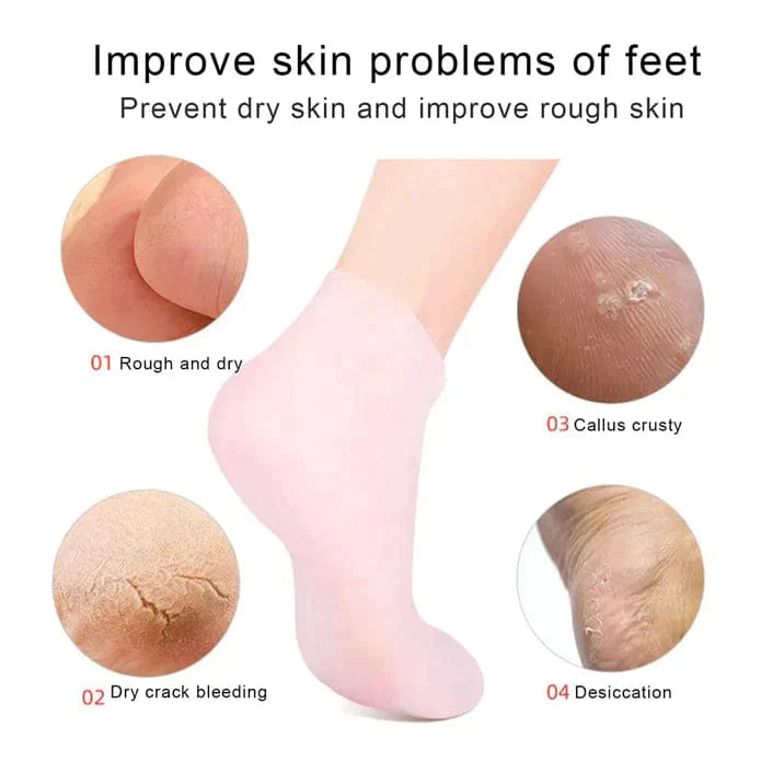 (Buy 1 Pair Get 1 Pair Free) Silicone Moisturizing Socks for Foot Care – Soft Heels & Cracked Skin Repair
