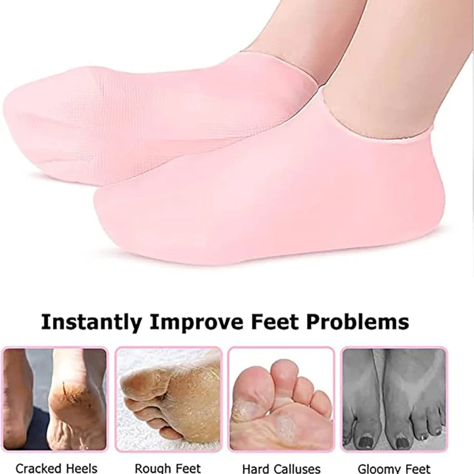 (Buy 1 Pair Get 1 Pair Free) Silicone Moisturizing Socks for Foot Care – Soft Heels & Cracked Skin Repair