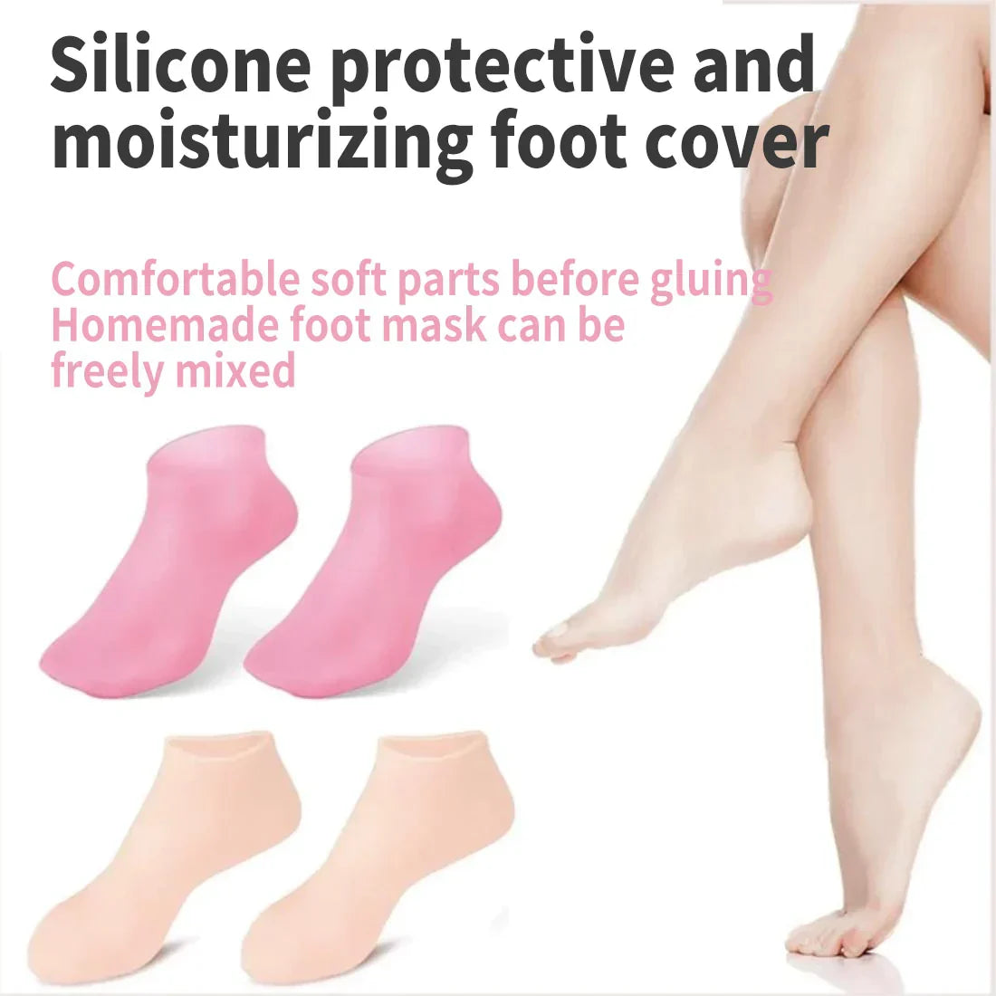 (Buy 1 Pair Get 1 Pair Free) Silicone Moisturizing Socks for Foot Care – Soft Heels & Cracked Skin Repair