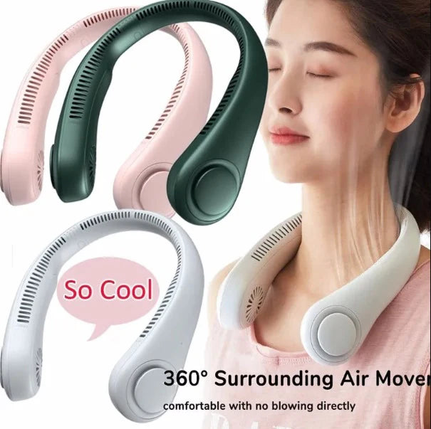 Portable Neck Fan – Rechargeable Hands-Free Bladeless Fan for Travel, Outdoor, and Summer Cooling KhaatMart