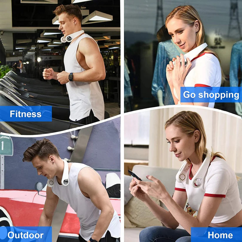 Portable Neck Fan – Rechargeable Hands-Free Bladeless Fan for Travel, Outdoor, and Summer Cooling KhaatMart