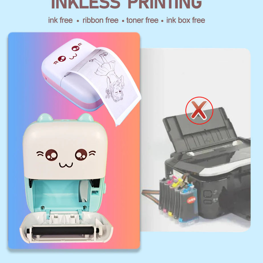 Portable Mini Bluetooth Thermal Printer – Wireless Inkless Pocket Printer for Notes, Labels & Photos KhaatMart