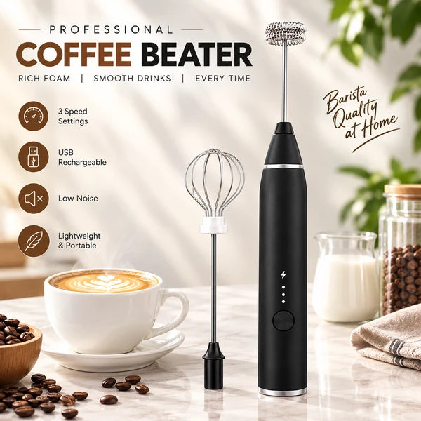 Handheld Coffee Beater & Milk Frother – Electric Egg Whisk Mixer