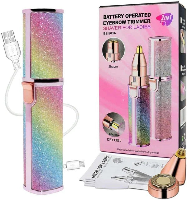 2 in 1 Rechargeable Eyebrow Trimmer – Compact Facial Hair Trimmer for Women