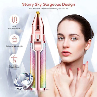 2 in 1 Rechargeable Eyebrow Trimmer – Compact Facial Hair Trimmer for Women