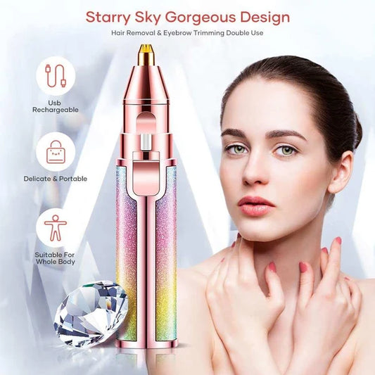 2 in 1 Rechargeable Eyebrow Trimmer – Compact Facial Hair Trimmer for Women