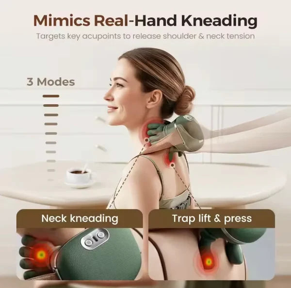 Smart Finger Pressure Neck Massager – Electric Deep Kneading Heated Massager