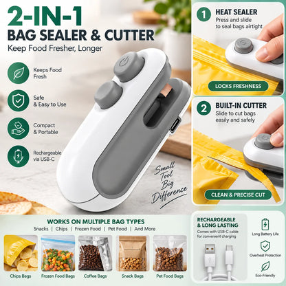 Mini Heat Sealer Machine – Portable Food Bag Sealer for Snacks & Storage