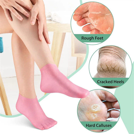 (Buy 1 Pair Get 1 Pair Free) Silicone Moisturizing Socks for Foot Care – Soft Heels & Cracked Skin Repair