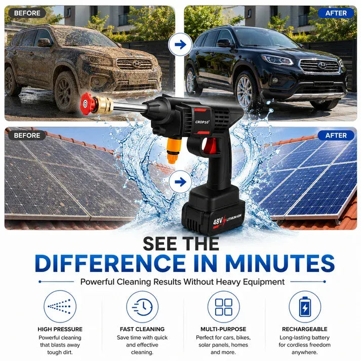 Cordless High-Pressure Washer Gun – 48V Rechargeable Portable Car & Home Cleaner
